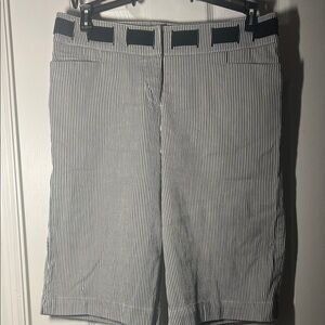 INC International Concepts Women's Black and White Striped Bermudas